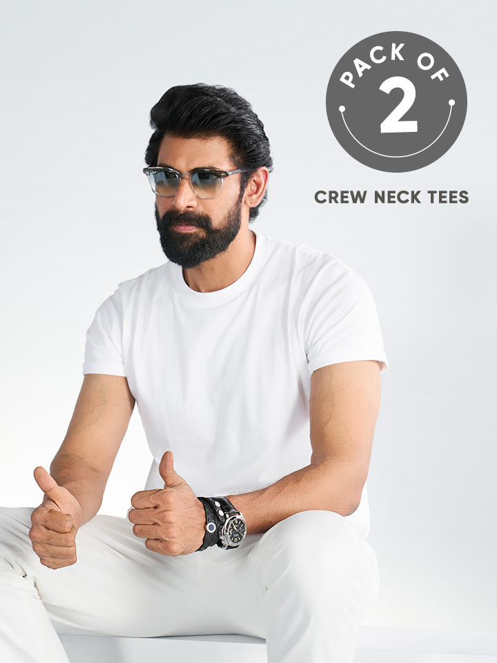 Crew Neck Cotton T-shirt - Daily (Pack of 2)