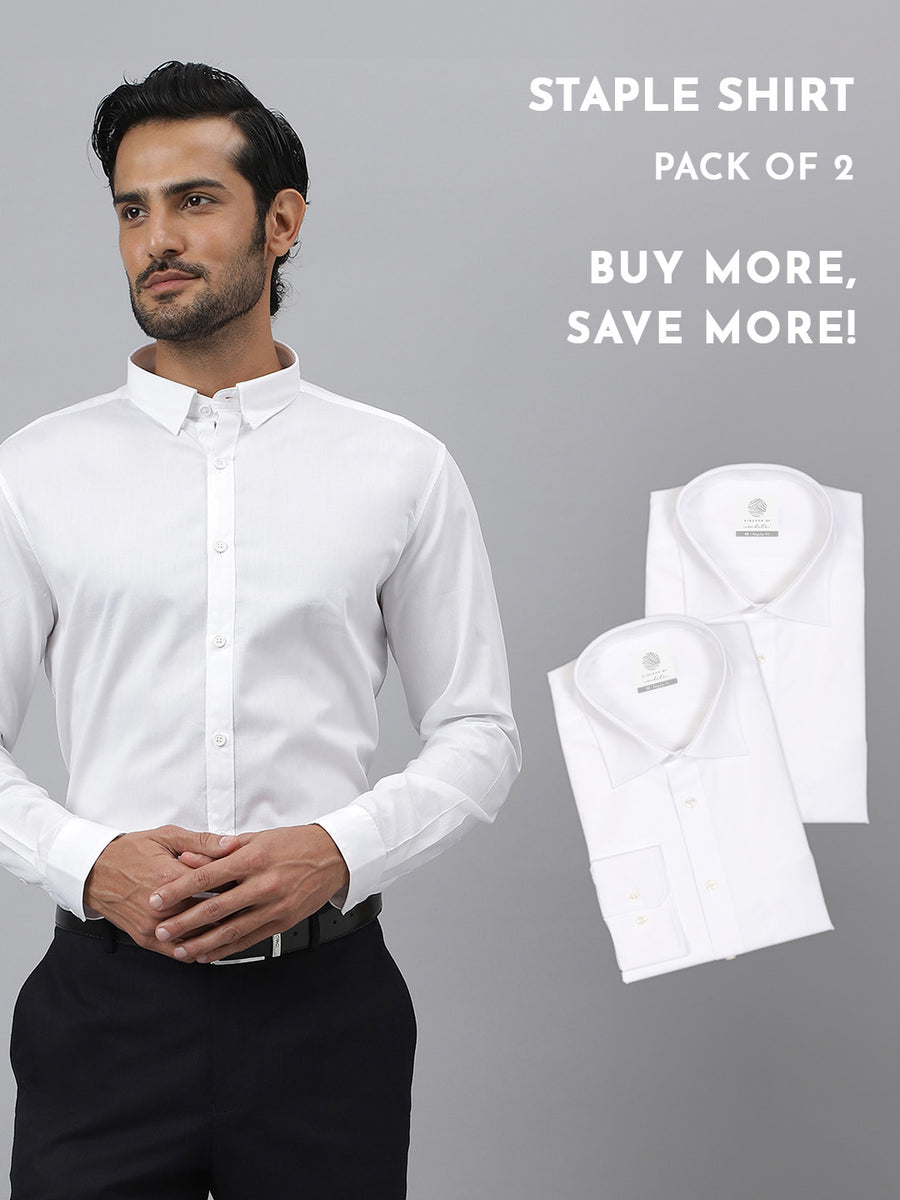 Classic Cotton Twill White Shirt - Everyday ( Pack of 2)