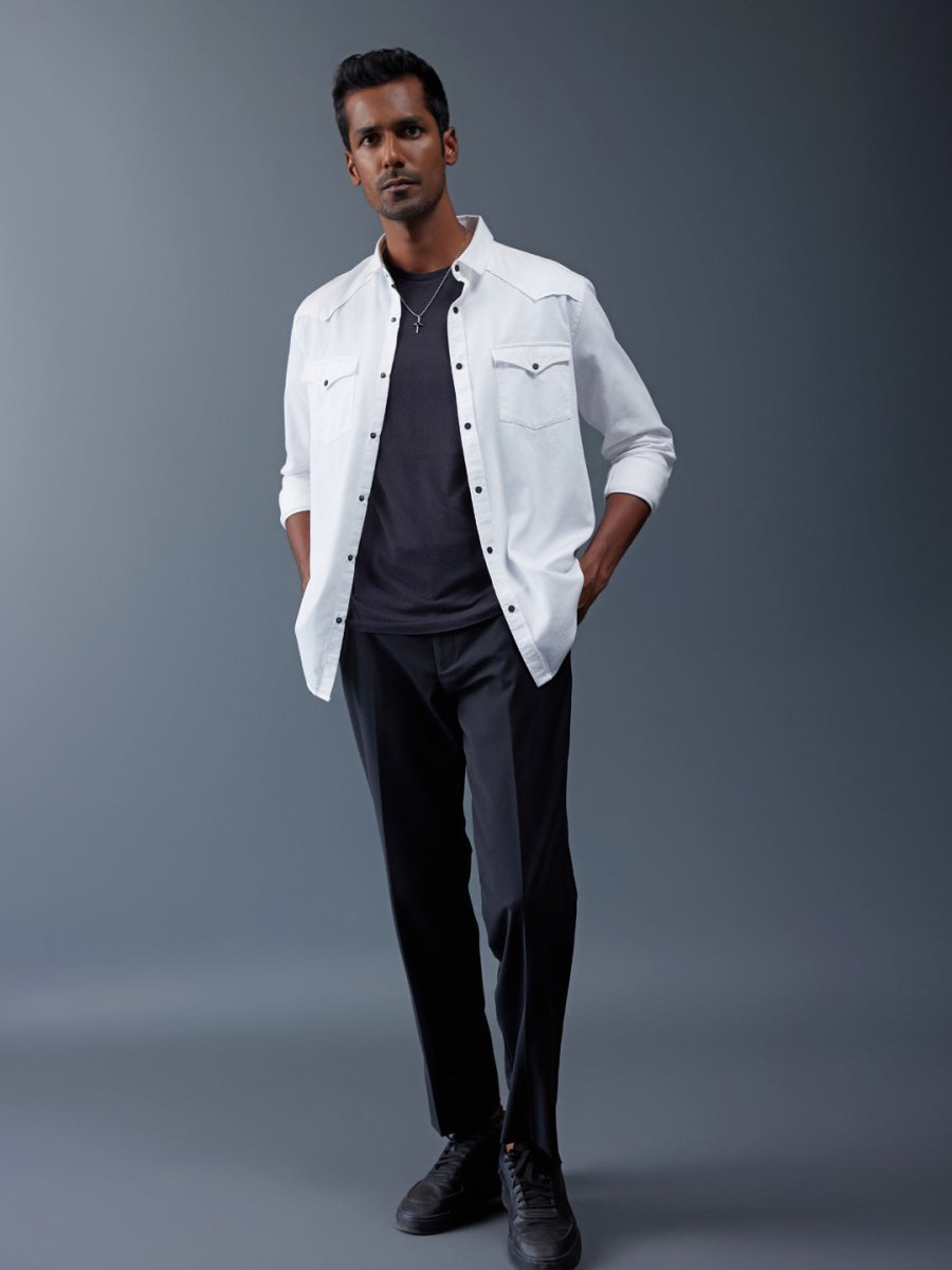 Caravan - Rana's White Cotton Shirt with Double Pocket