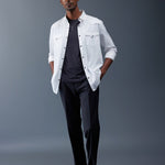 Caravan - Rana's White Cotton Twill Contrast Button Shirt with Double Pocket
