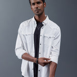 Caravan - Rana's White Cotton Twill Contrast Button Shirt