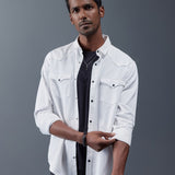 Cotton Twill Biker Shirt - Caravan