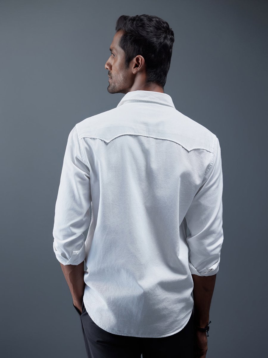 Caravan - Rana's White Cotton Shirt with Double Pocket
