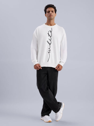 Imprint White Single Jersey Oversized Sweater