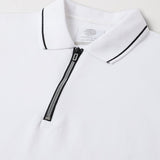 White Cotton Polo T-Shirt with Black Tipped Collar - Diverge