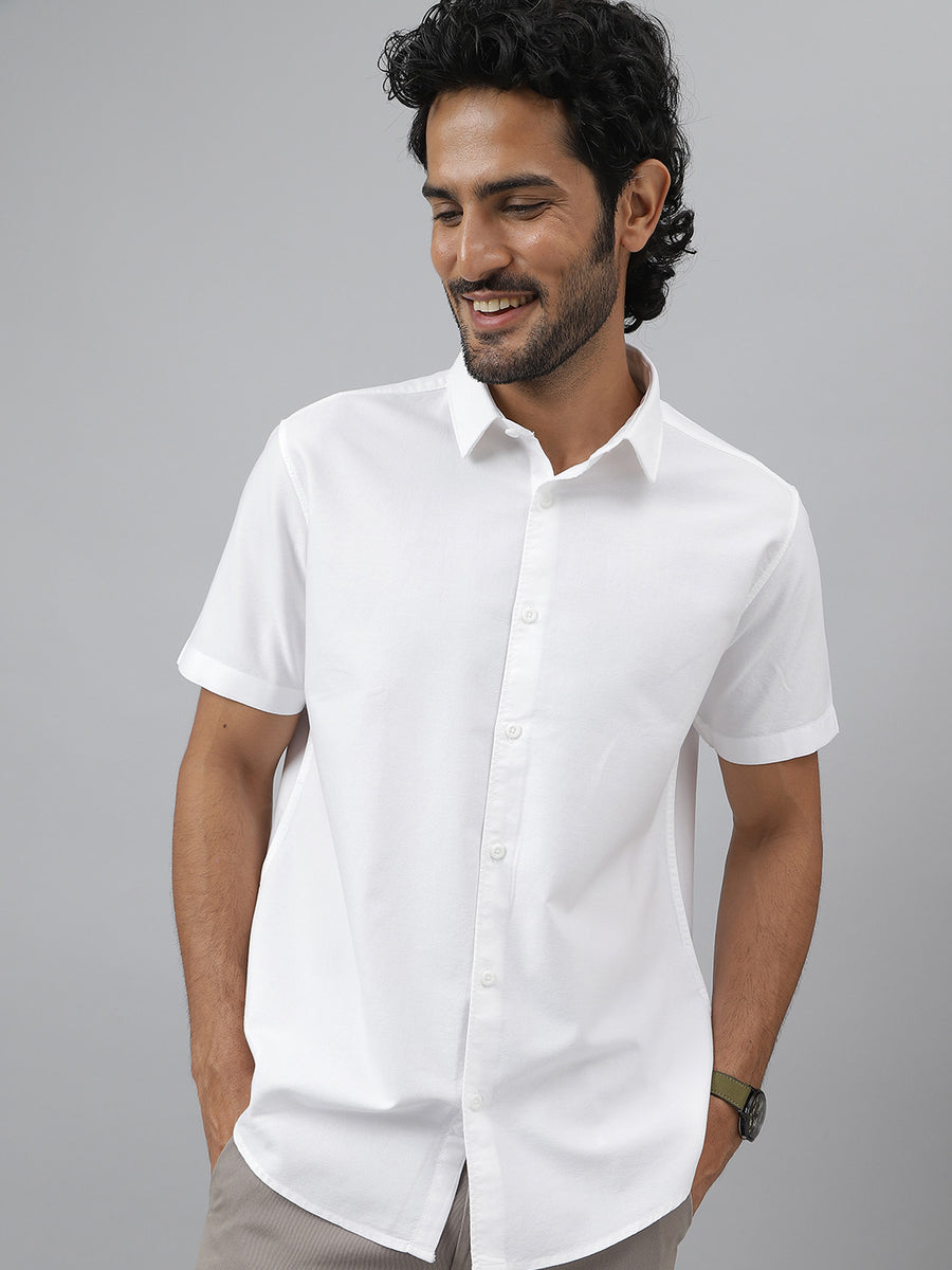 Regular Collar Grainy Oxford White Shirt - Breeze ( Pack of 2)