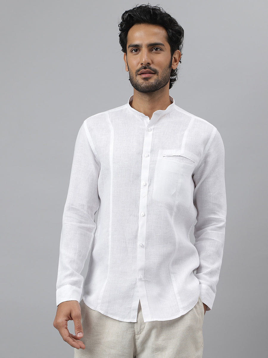 100% Linen Mandarin Shirt - Aspire