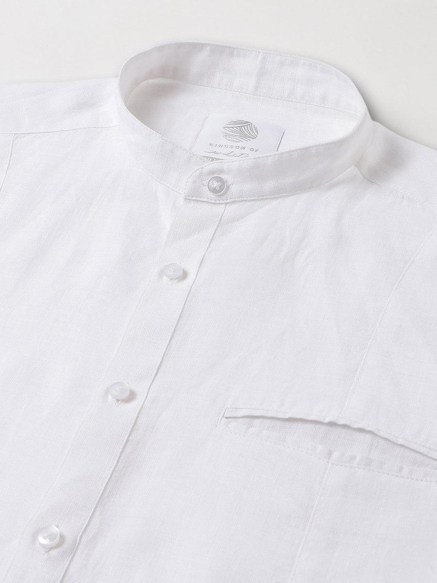 100% Linen Mandarin Shirt - Aspire