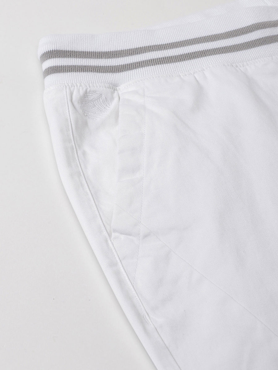 Drawstring Rib Waist White Jogger Pants - Voyager