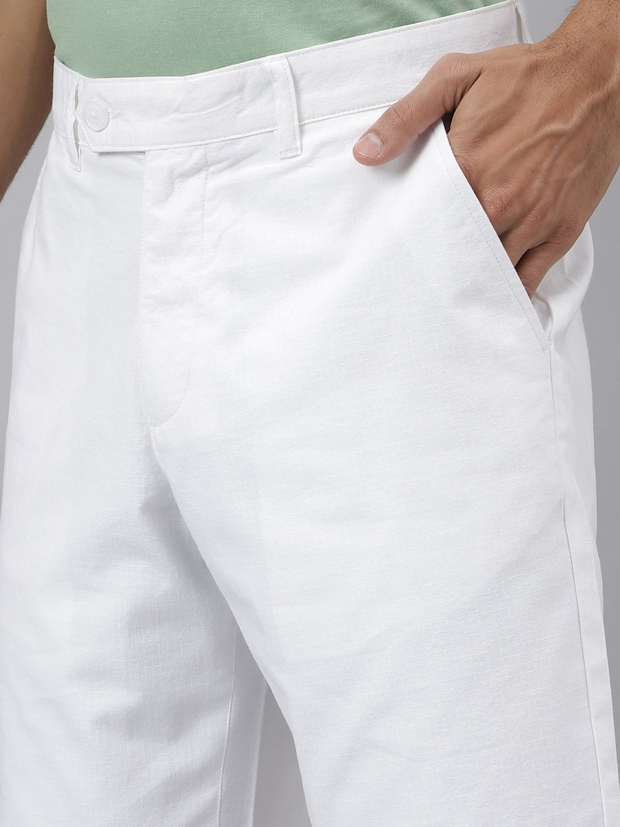 100% Cotton Ripstop White Shorts - Interlude
