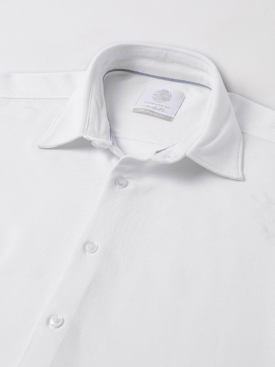 Full Sleeve Pique Knit White Shirt - Velocity