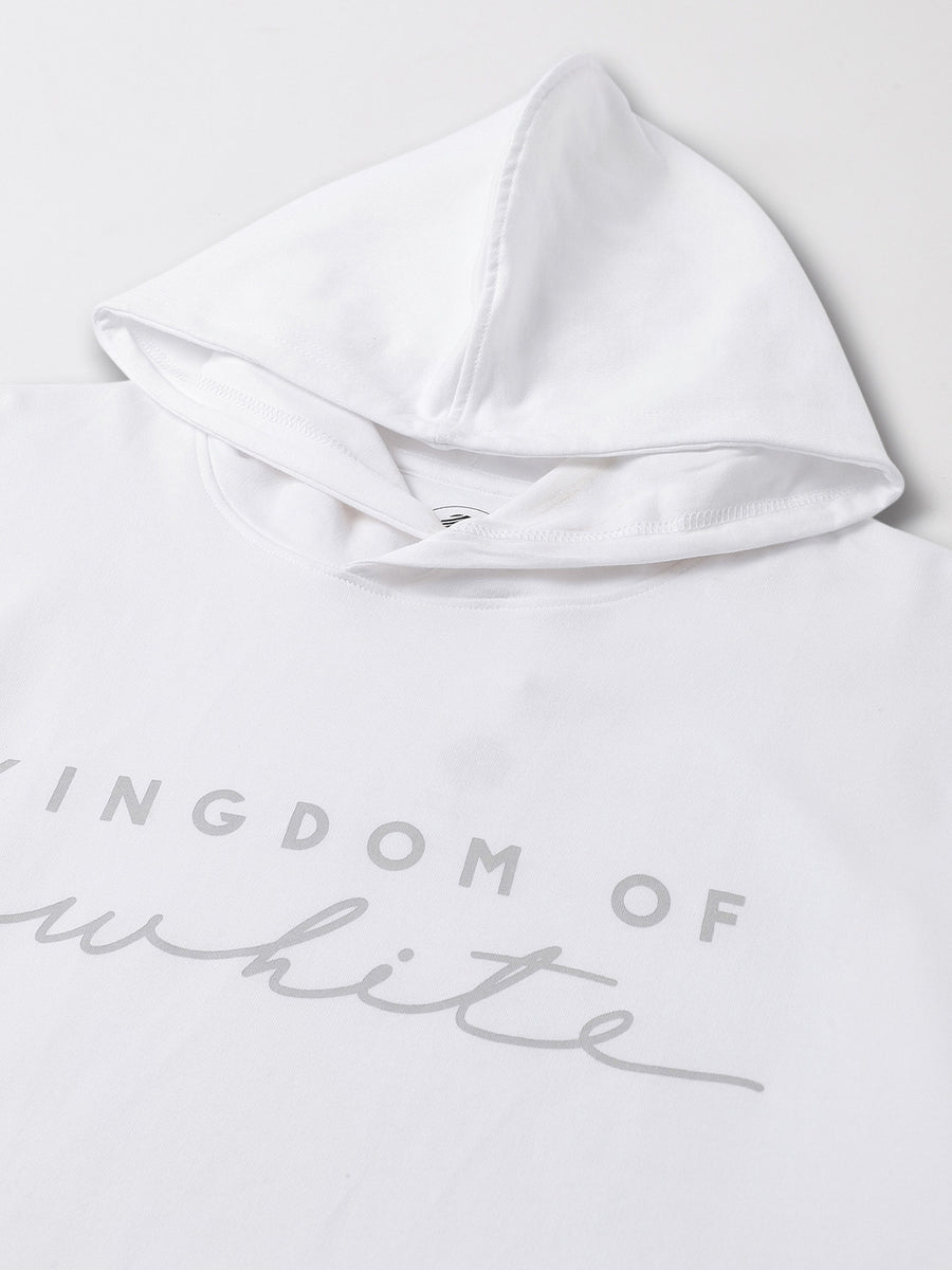 Pure Cotton Logo Print White Hoodie - Snooze