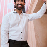 Contrast Collar Shirt - Party Punch