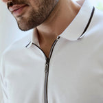 Diverge White Cotton Tipped Polo T-Shirt