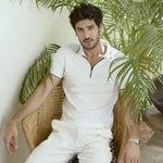 Diverge White Cotton Tipped Polo T-Shirt
