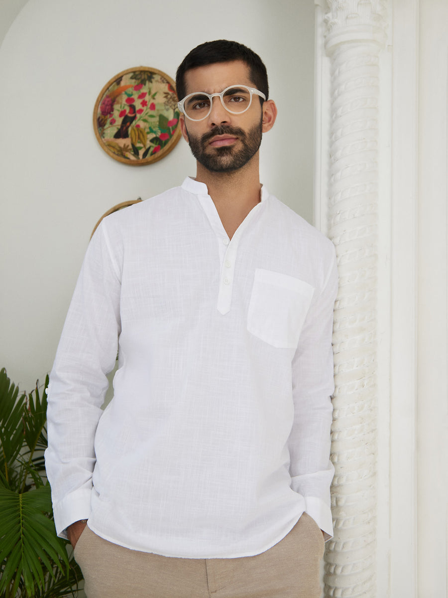 V-Neck Cotton Shirt - Vedic