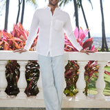 Mandarin Collar Cotton Stretch Shirt - Zenscape