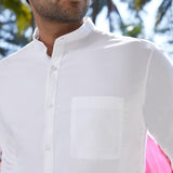 Mandarin Collar Cotton Stretch Shirt - Zenscape