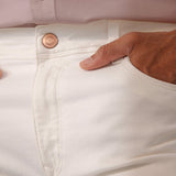 Slim-Fit Stretch Cotton White Jeans - Saunter