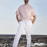 Voyager White Elasticated Drawstring Joggers