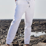 Voyager White Elasticated Drawstring Joggers