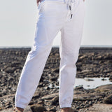 Voyager White Elasticated Drawstring Joggers