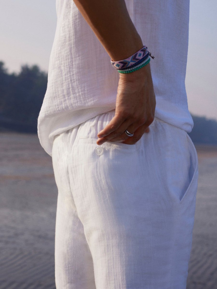 White Cotton Shorts - Zenway