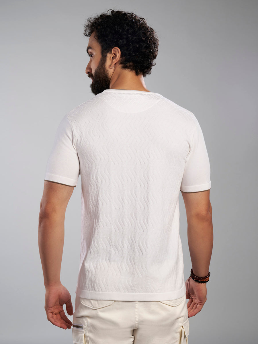 Crew Neck Pure Cotton White T-Shirt - Maze