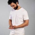 White Crew Neck Cotton T-Shirt - Maze