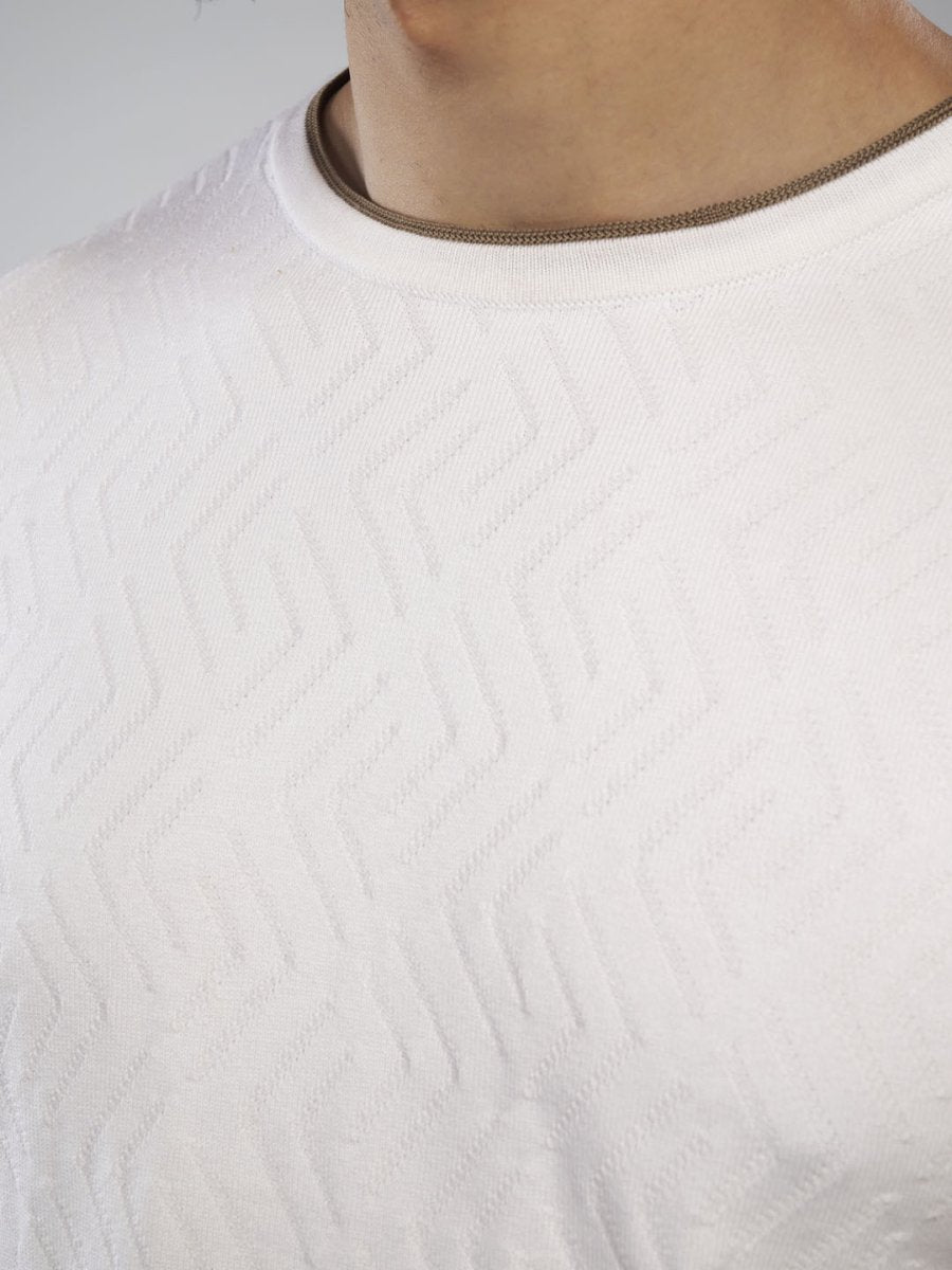 White Crew Neck Cotton T-Shirt - Maze