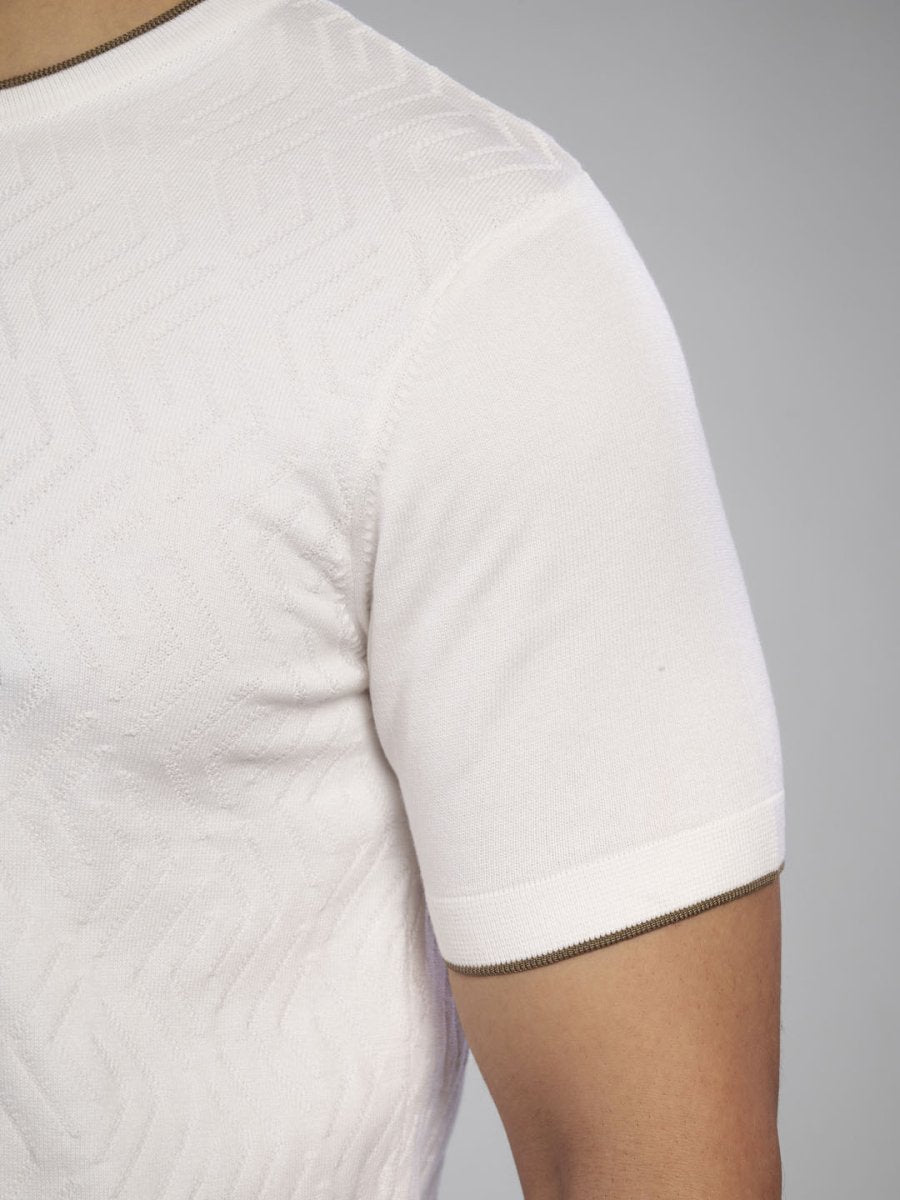 White Crew Neck Cotton T-Shirt - Maze
