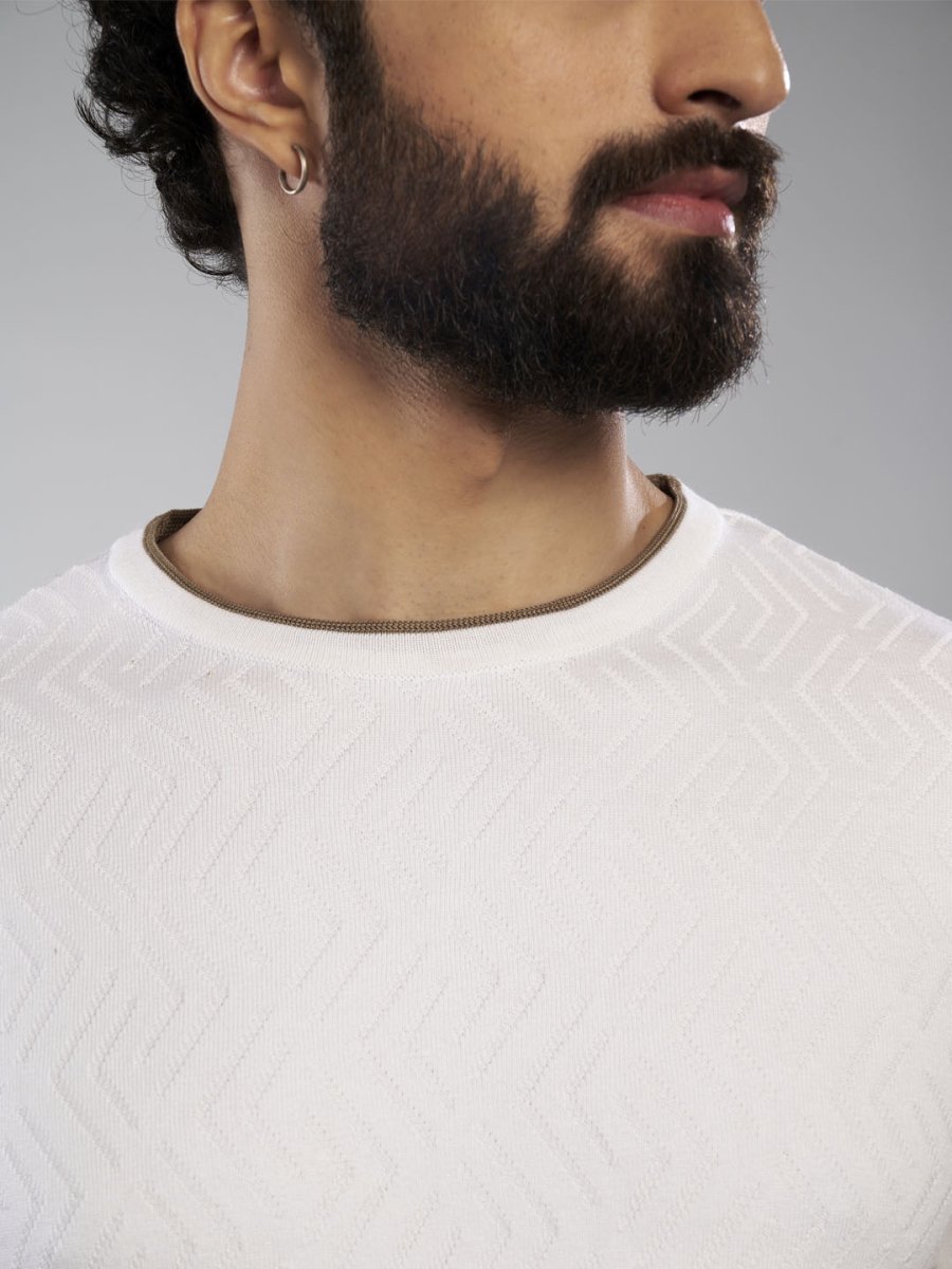 White Crew Neck Cotton T-Shirt - Maze