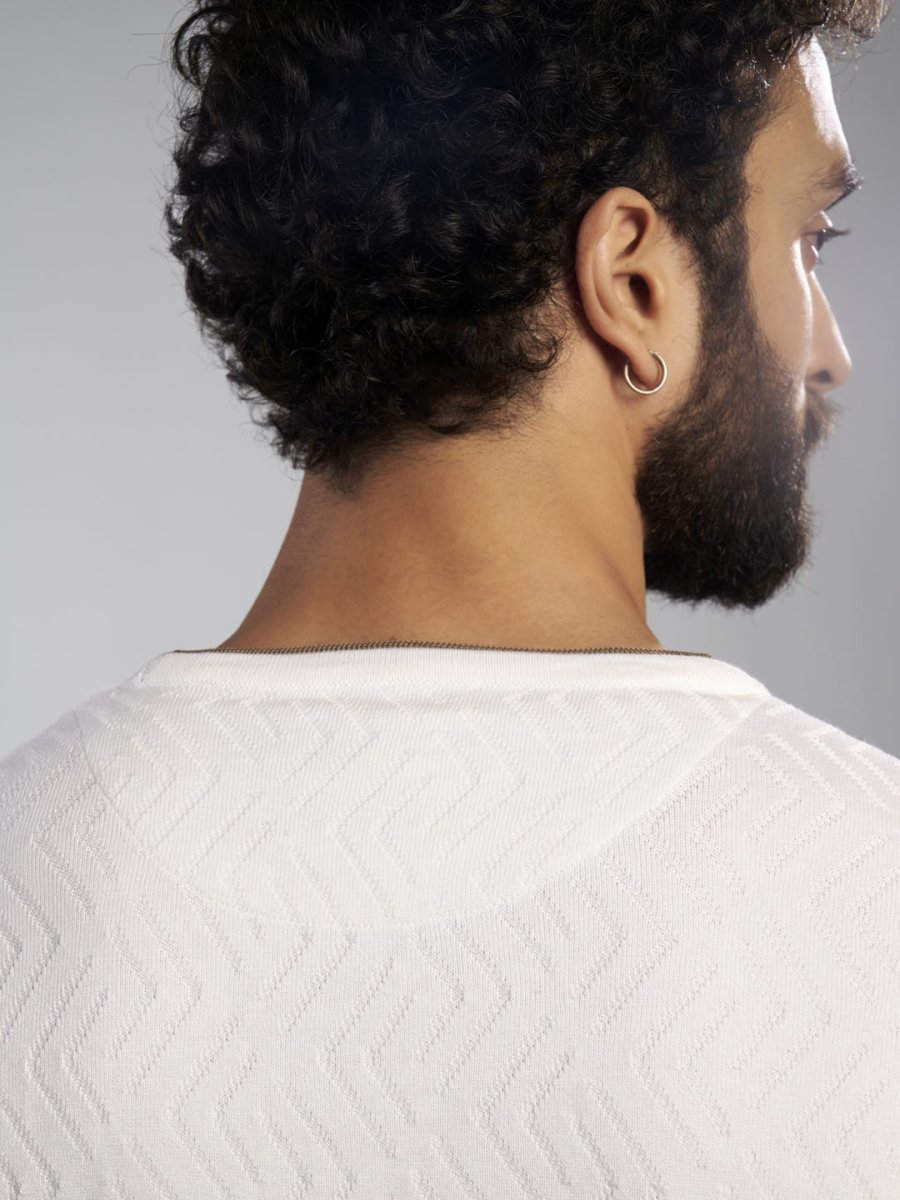 White Crew Neck Cotton T-Shirt - Maze