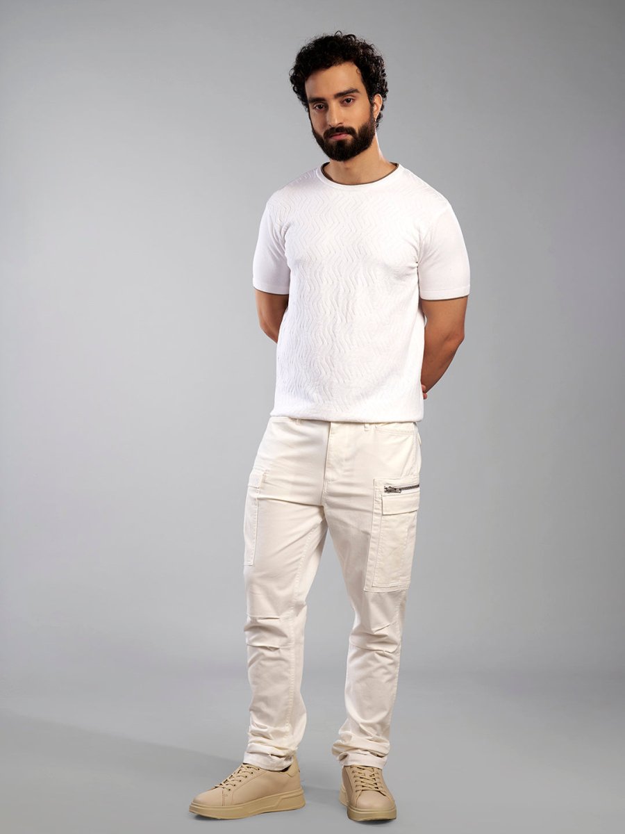 White Crew Neck Cotton T-Shirt - Maze