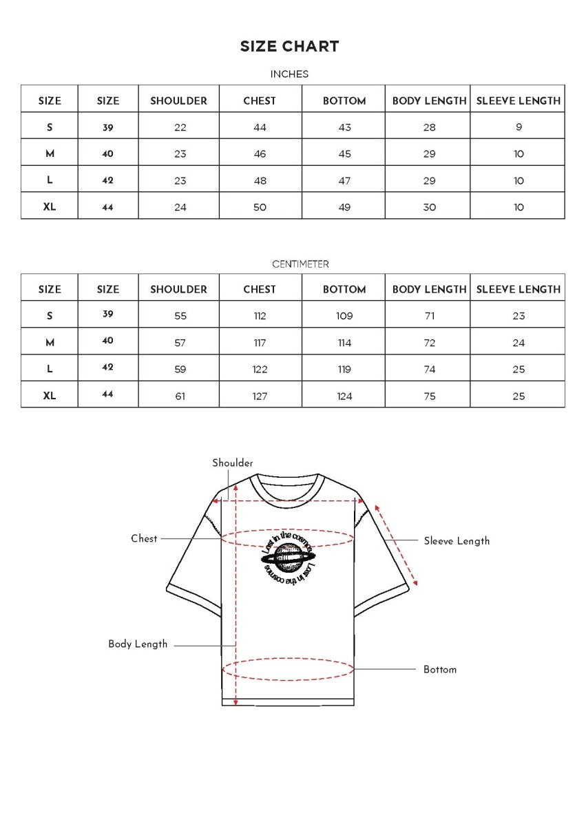Size chart for Inches