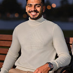 Moonscape White Turtle Neck Knit tshirt 
