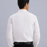 Contrast-Piping Cotton Satin Stretch White Party Shirt - Midnite