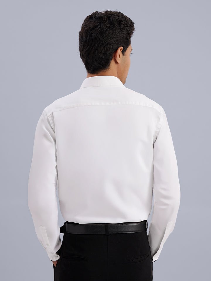 Contrast Collar White Party Shirt - Midnite