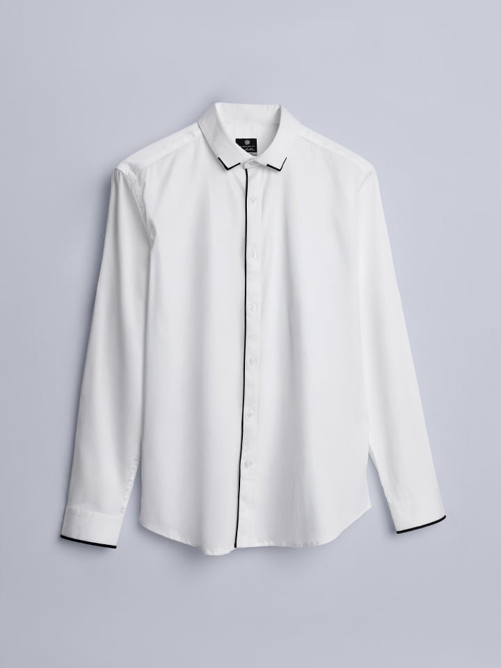 Contrast Collar White Party Shirt - Midnite