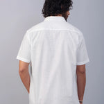 Nityam White Cotton American Placket half sleeve Shirt