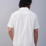 Nityam White Cotton American Placket half sleeve Shirt