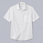 Nityam White Cotton American Placket half sleeve Shirt