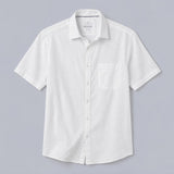 Nityam White Cotton American Placket half sleeve Shirt