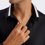 Smart Cotton Satin Stretch Black Party Shirt - Noir
