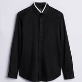 Smart Cotton Satin Stretch Black Party Shirt - Noir