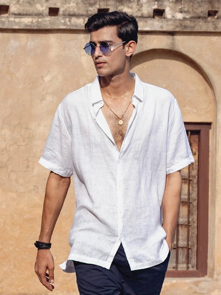 Se Relaxer White European Linen Shirt
