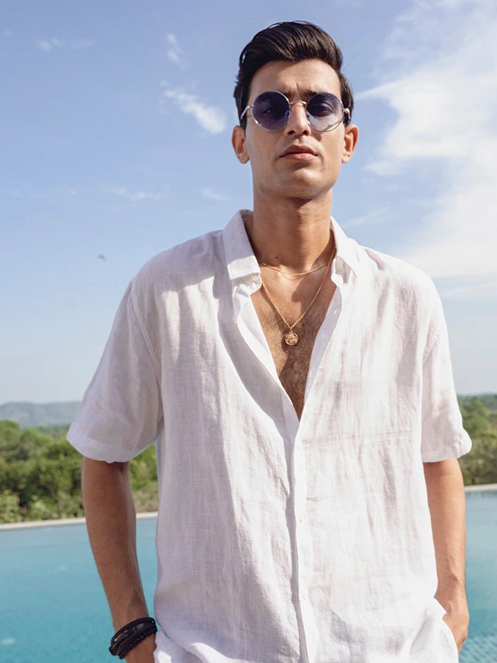 Se Relaxer White European Linen Shirt