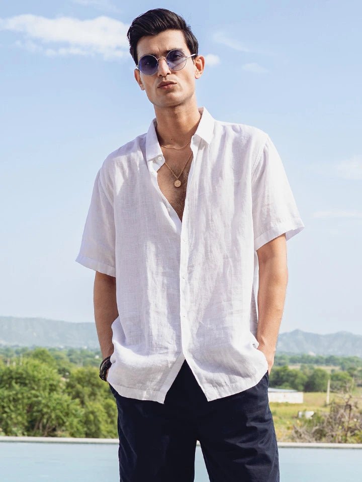 Se Relaxer White European Linen Shirt