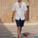 100% Linen white Shirt with full sleeve & French placket - Relaxer 