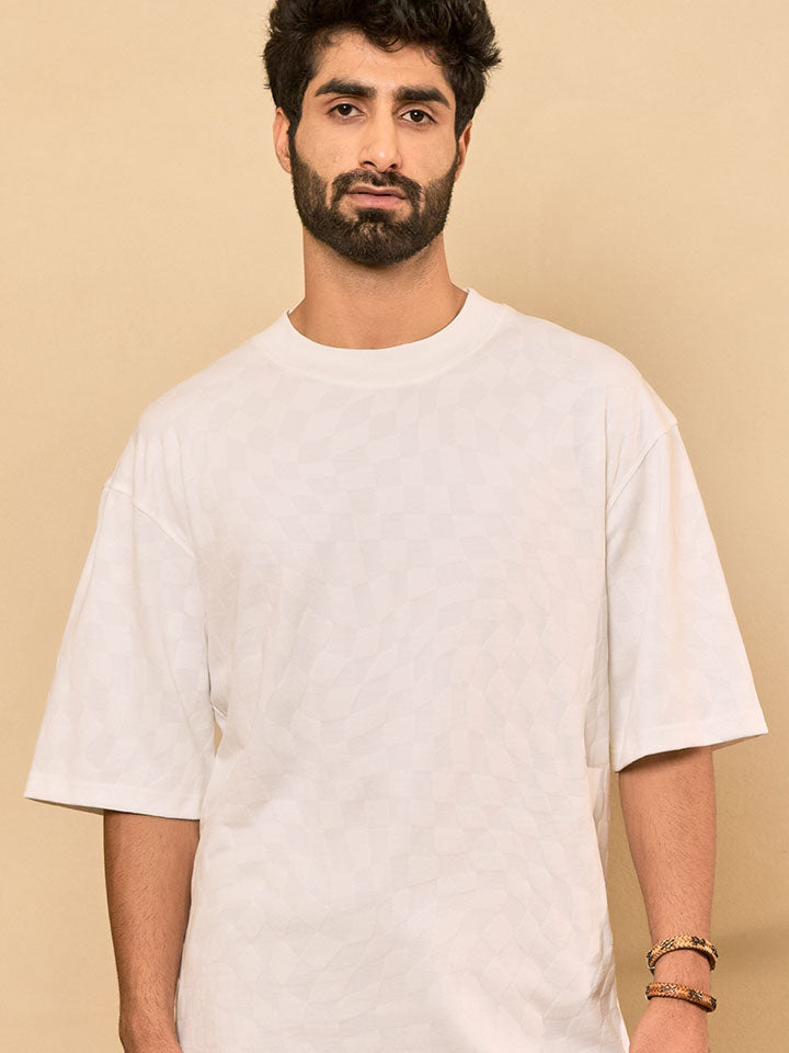 Jacquard Knitted Cotton Tee - Tropic